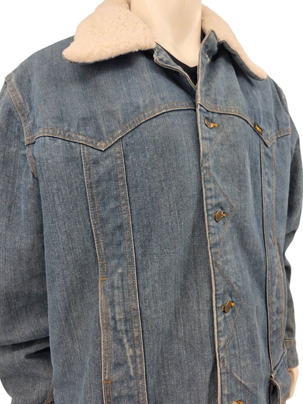 Lee Vintage Storm Rider Sherpa-Lined Denim Jacket With Shearling Collar XXXL